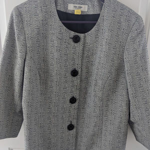 Jones Studio Gray Textured Collarless Blazer